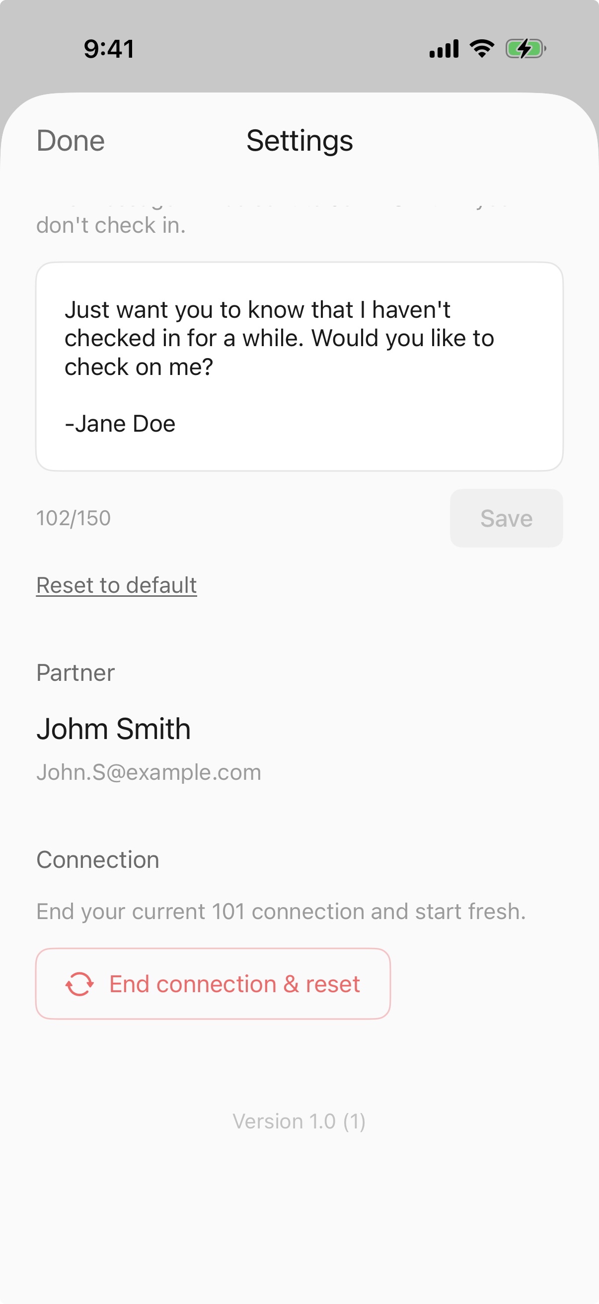 OneOhOne - Reminder settings